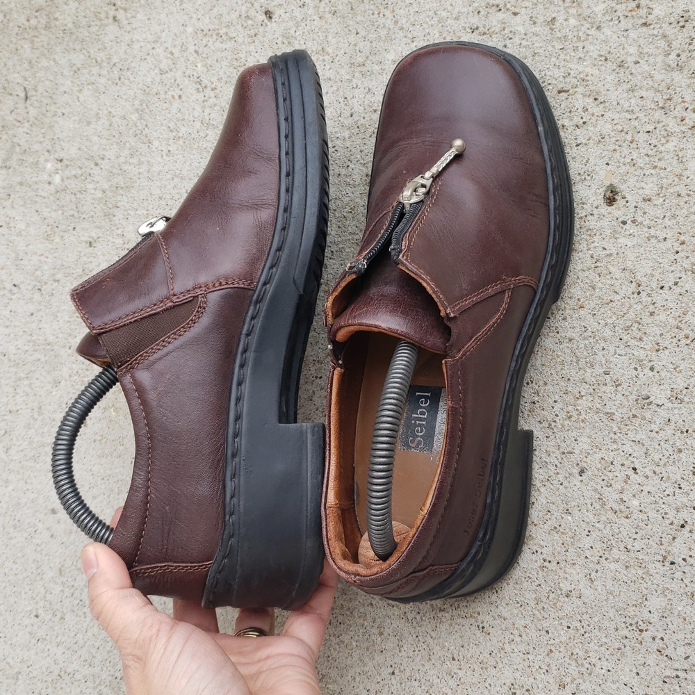 Josef Seibel Womens Brown Leather Chunky Heel Laofers Size 36 Classic Preppy Y2K - Picture 12 of 16